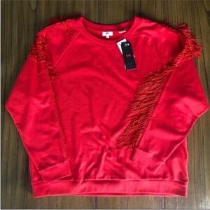 Levis red fringe sleeves crewneck sweatshirt